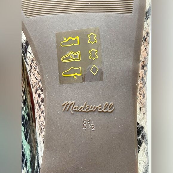 Madewell The Adelle Snakeskin Embossed Leather Ballet Flats Size 8.5 like new - Picture 8 of 9
